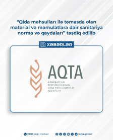 “Qida məhsulları ilə təmasda olan material və məmulatlara dair sanitariya norma və qaydaları” təsdiq edilib