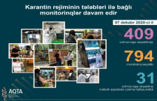 AQTA koronavirusun profilaktikası çərçivəsində reydləri davam etdirir