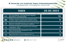 8 ticarət və ictimai iaşə müəssisəsində nöqsanlar müəyyən olunub