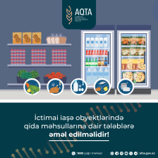 İctimai iaşə obyektlərində qida məhsullarına dair tələblərə əməl edilməlidir!