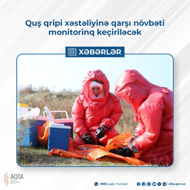 Quş qripi xəstəliyinə qarşı növbəti monitorinq keçiriləcək