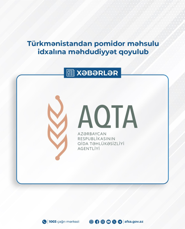 Türkmənistandan pomidor məhsulu idxalına məhdudiyyət qoyulub