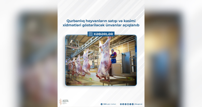 Qurbanlıq heyvanların satışı və kəsimi xidmətləri göstəriləcək ünvanların SİYAHISI