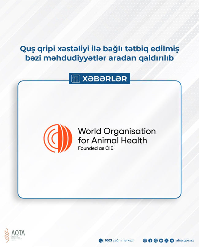 Quş qripi xəstəliyi ilə bağlı tətbiq edilmiş bəzi məhdudiyyətlər aradan qaldırılıb