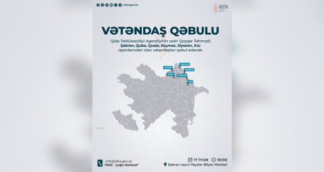 AQTA sədri Şabranda vətəndaşları qəbul edəcək
