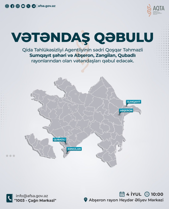 AQTA sədri Abşeronda vətəndaşları qəbul edəcək