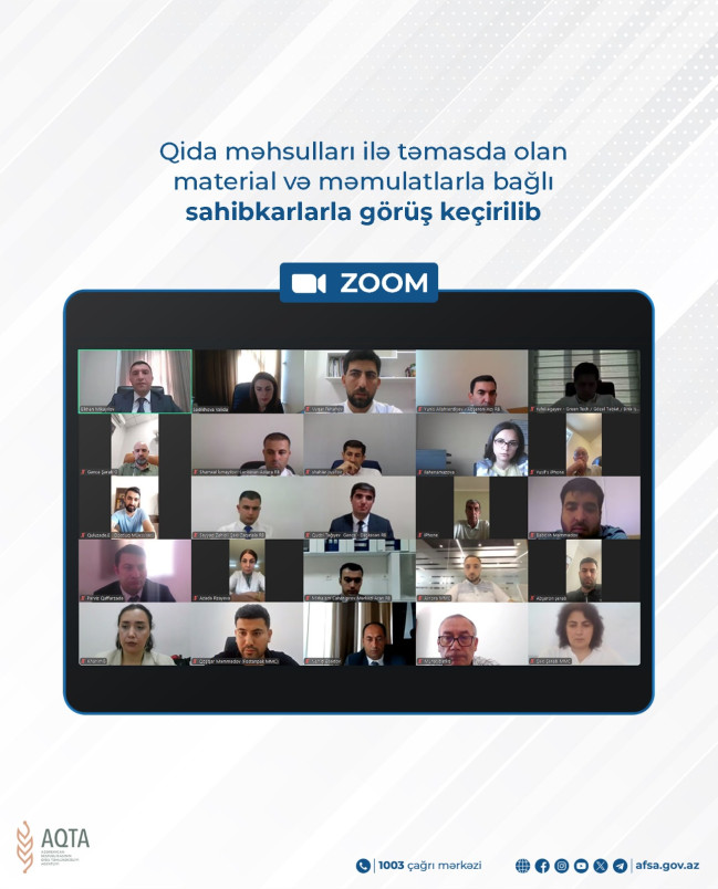 Qida məhsulları ilə təmasda olan material və məmulatlarla bağlı sahibkarlarla görüş keçirilib