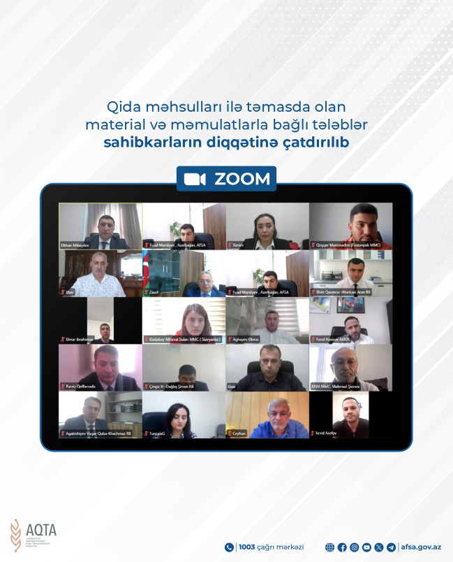 Qida məhsulları ilə təmasda olan material və məmulatlarla bağlı tələblər sahibkarların diqqətinə çatdırılıb