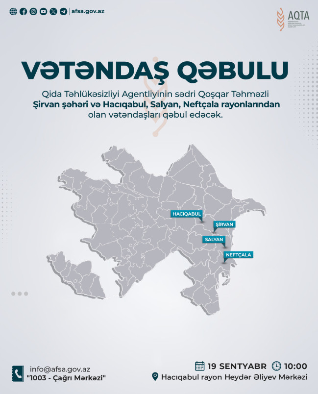 AQTA sədri Hacıqabulda vətəndaşları qəbul edəcək