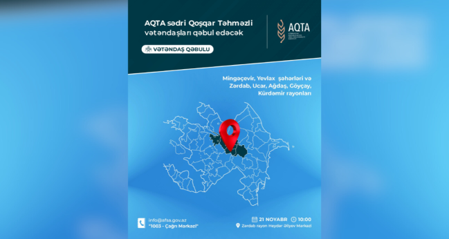 AQTA sədri Zərdabda vətəndaşları qəbul edəcək