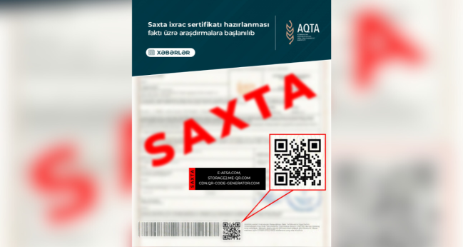 Saxta ixrac sertifikatı hazırlanması faktı üzrə araşdırmalara başlanılıb