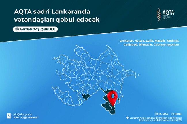 AQTA sədri Lənkəranda vətəndaşları qəbul edəcək