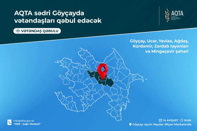AQTA sədri Göyçayda vətəndaşları qəbul edəcək