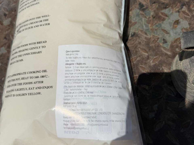 İdxal olunmuş çörək qırıntıları məhsulunda uyğunsuzluq aşkarlanıb