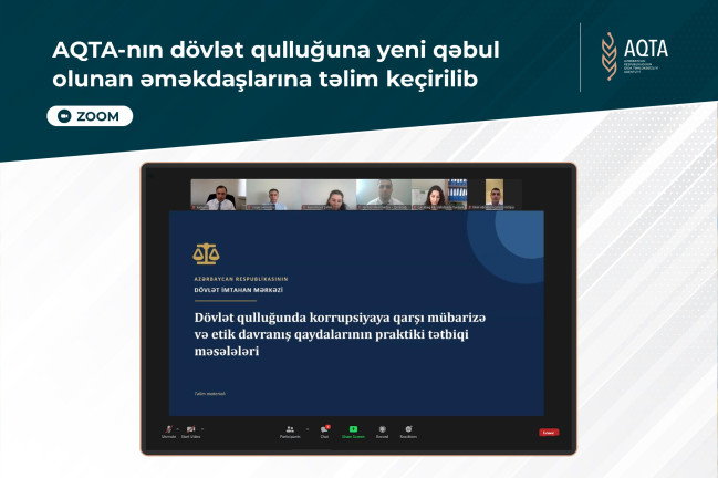 AQTA-nın dövlət qulluğuna yeni qəbul olunan əməkdaşlarına təlim keçirilib
