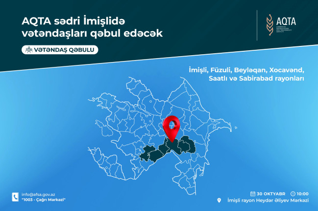 AQTA sədri İmişlidə vətəndaşları qəbul edəcək