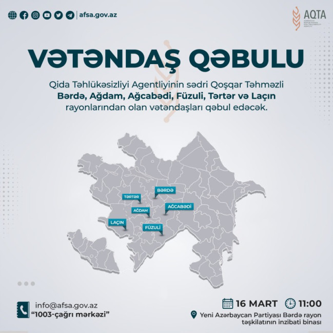 AQTA sədri Bərdədə vətəndaşlarla görüşəcək