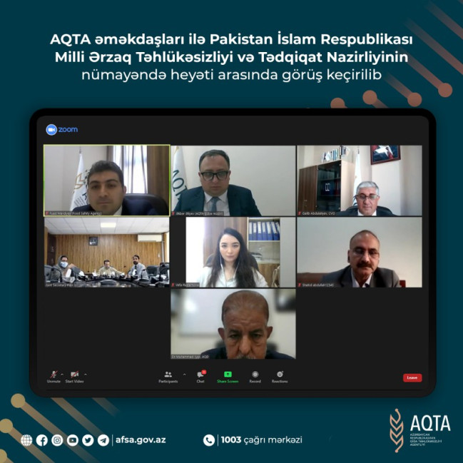 AQTA əməkdaşları ilə Pakistan İslam Respublikası Milli Ərzaq Təhlükəsizliyi və Tədqiqat Nazirliyinin nümayəndə heyəti arasında görüş keçirilib