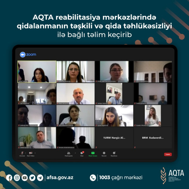 AQTA reabilitasiya mərkəzlərində qidalanmanın təşkili və qida təhlükəsizliyi ilə bağlı təlim keçirib