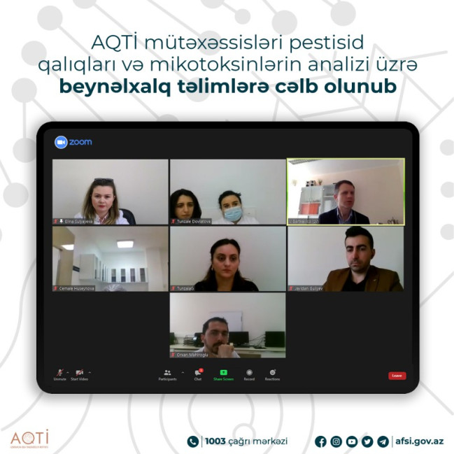 AQTİ mütəxəssisləri pestisid qalıqları və mikotoksinlərin analizi üzrə beynəlxalq təlimlərə cəlb olunub