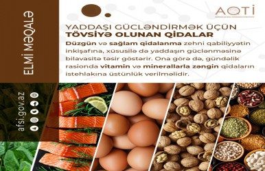 Yaddaşı gücləndirmək üçün tövsiyə olunan qidalar