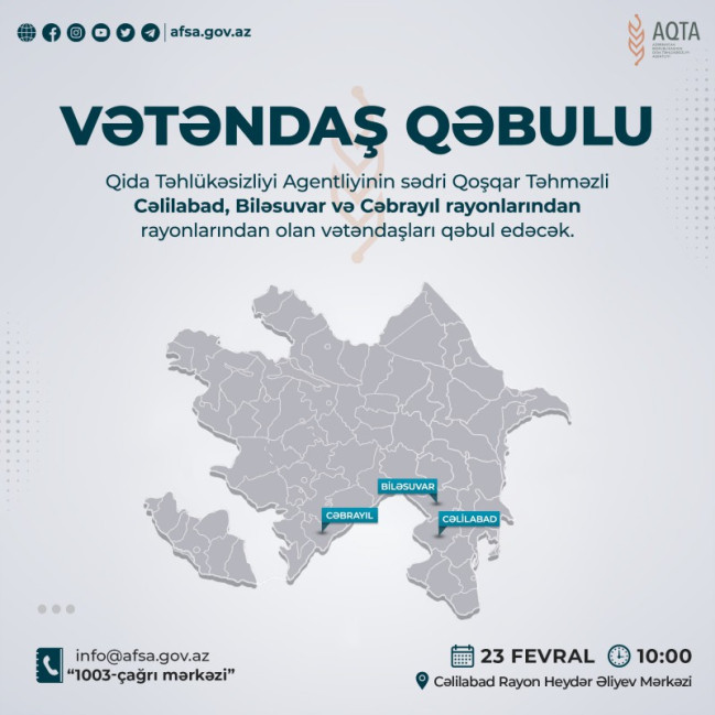 AQTA sədri Cəlilabadda vətəndaşlarla görüşəcək