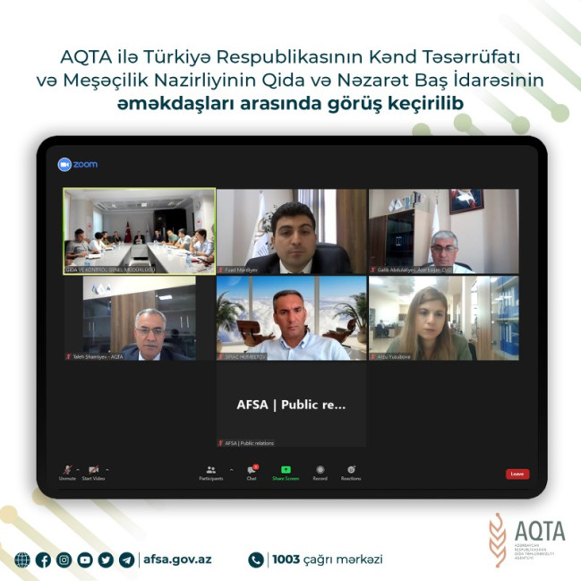 AQTA ilə Türkiyə Respublikasının Kənd Təsərrüfatı və Meşəçilik Nazirliyinin Qida və Nəzarət Baş İdarəsinin əməkdaşları arasında görüş keçirilib