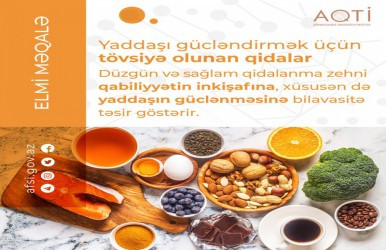 Yaddaşı gücləndirmək üçün tövsiyə olunan qidalar