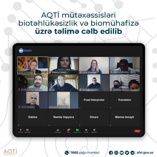 AQTİ mütəxəssisləri biotəhlükəsizlik və biomühafizə üzrə təlimə cəlb edilib