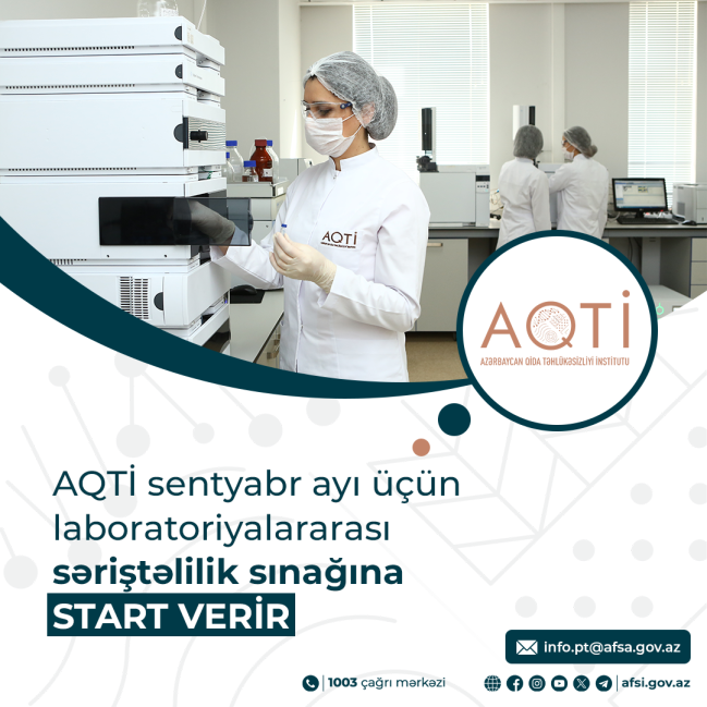 AQTİ sentyabr ayı üçün laboratoriyalararası səriştəlilik sınağına start verir